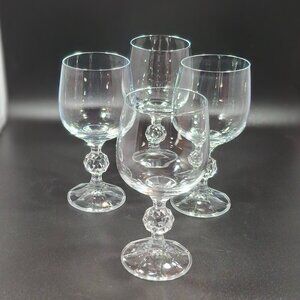 Vintage Claudia by Import Assoc Chrystal Ball Stem Goblets Wine 5 3/4"  Set of 4